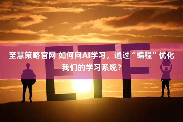 至慧策略官网 如何向AI学习，通过“编程”优化我们的学习系统？